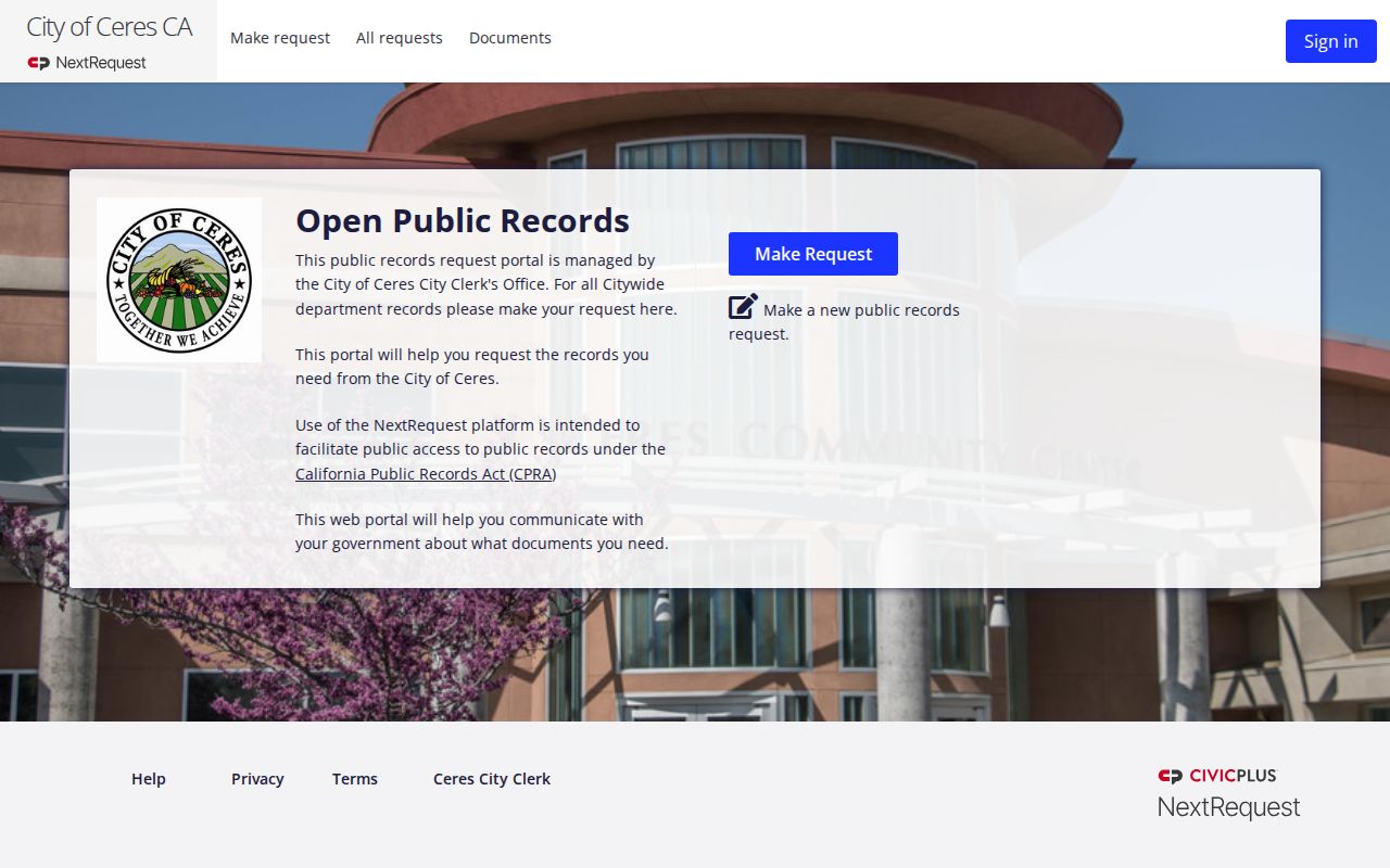 Stanislaus County arrest records and Ceres public records portal
