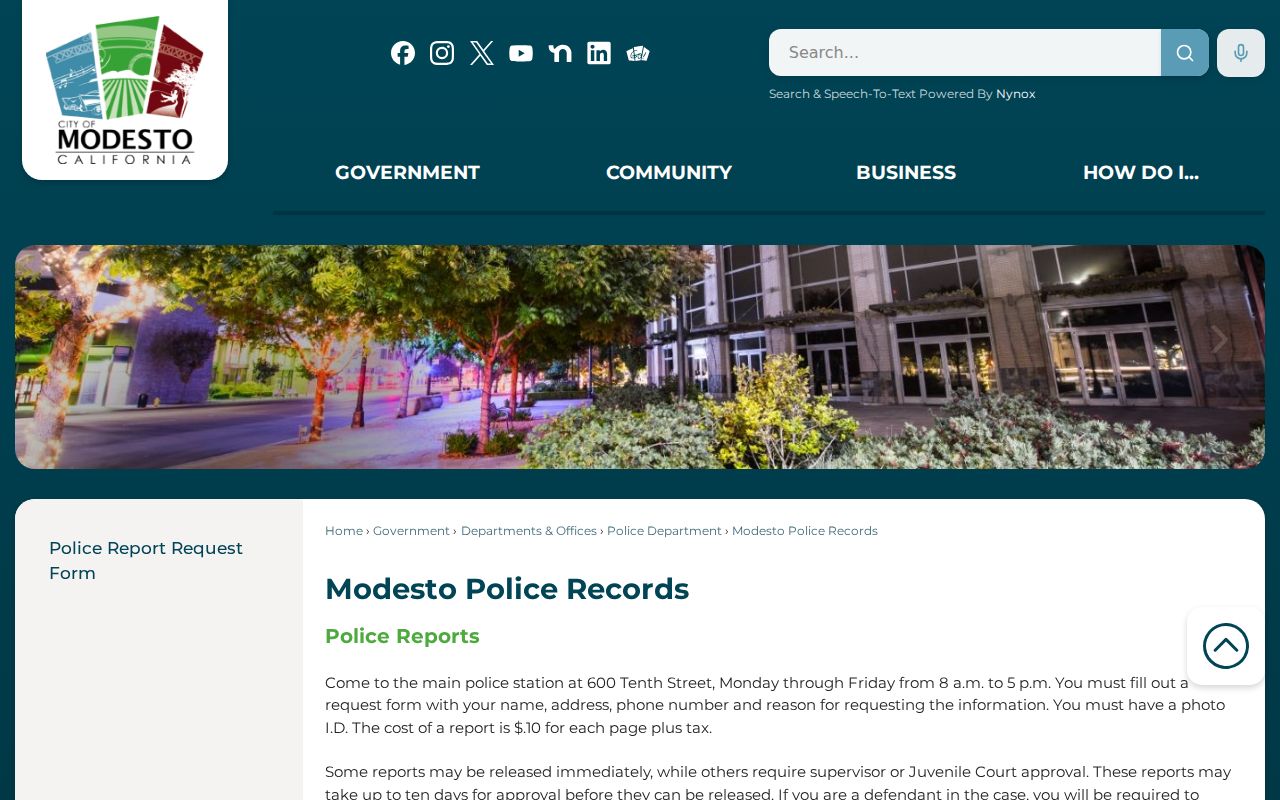 Stanislaus County arrest lookup through Modesto Police Records