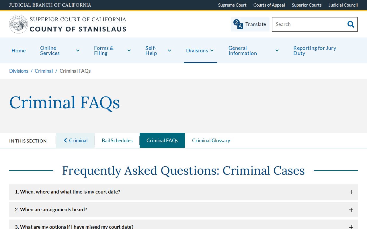 Stanislaus County criminal court case copy and archive guidance