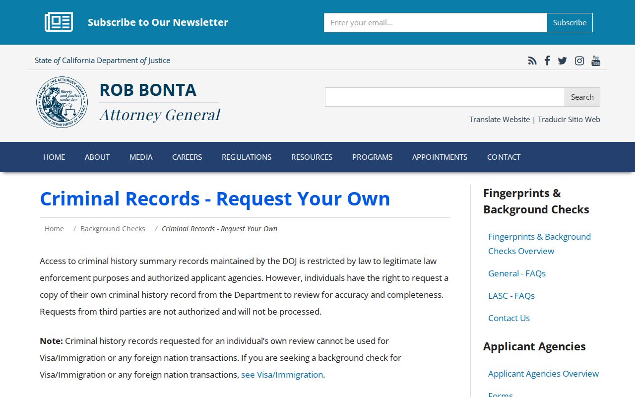 Stanislaus County criminal history California DOJ record review instructions