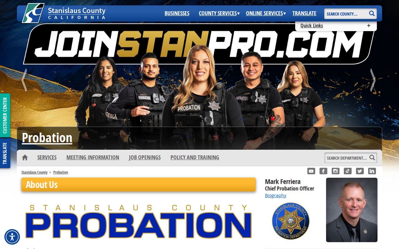 Stanislaus County criminal history probation office directory